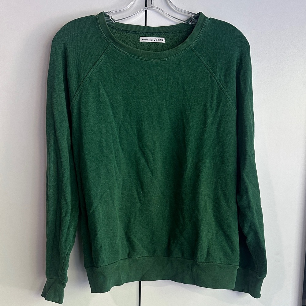 Reformation Forest Green Crewneck Sweater